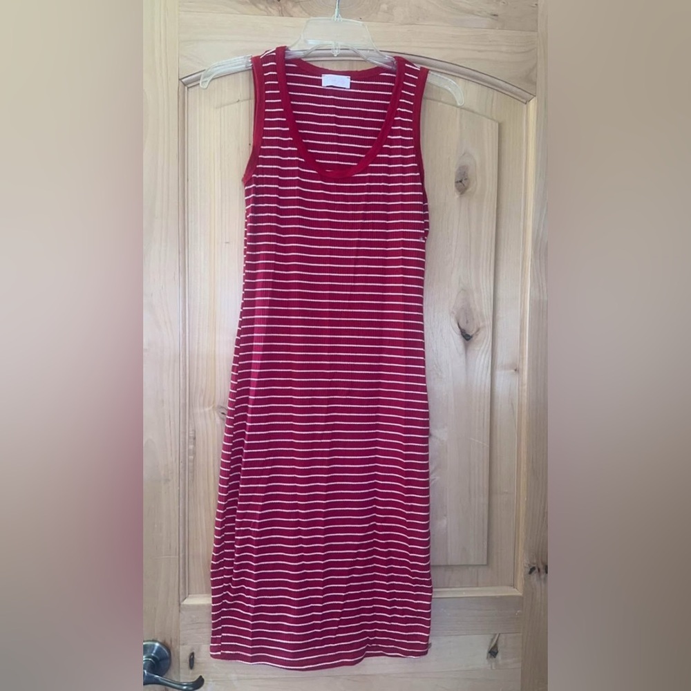Pink Lily Red and White Striped Knit midi dress
